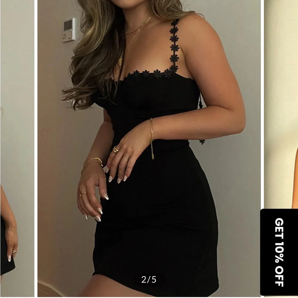 New Commense Black Dress with Floral Straps Sz L - Picture 2 of 6